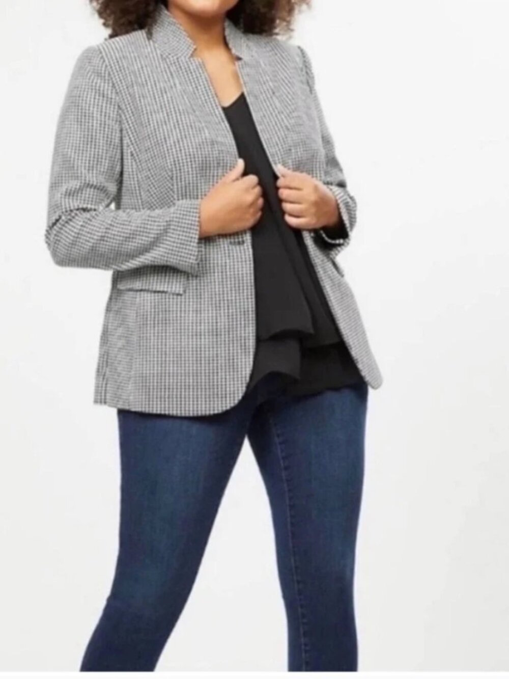 NWT Lane Bryant The Bryant Blazer Jacket Houndstooth Black White Women's 18
